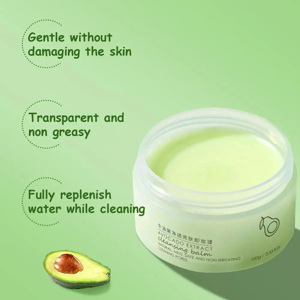 100g Avocado Cleaning Balm Skin Face Make Up Cleansing Remover Pore Gentle Remover Skincare Makeup Cleaner Clean Makeup Bal Y8N3