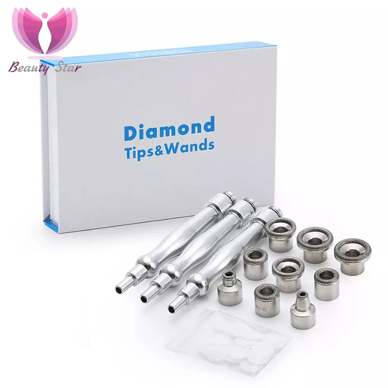 Beauty Star Diamond Microdermabrasion 9 Tips 3 Wands Dermabrasion Facial Skin Peeling Blackhead Remover Face Skin Care Salon