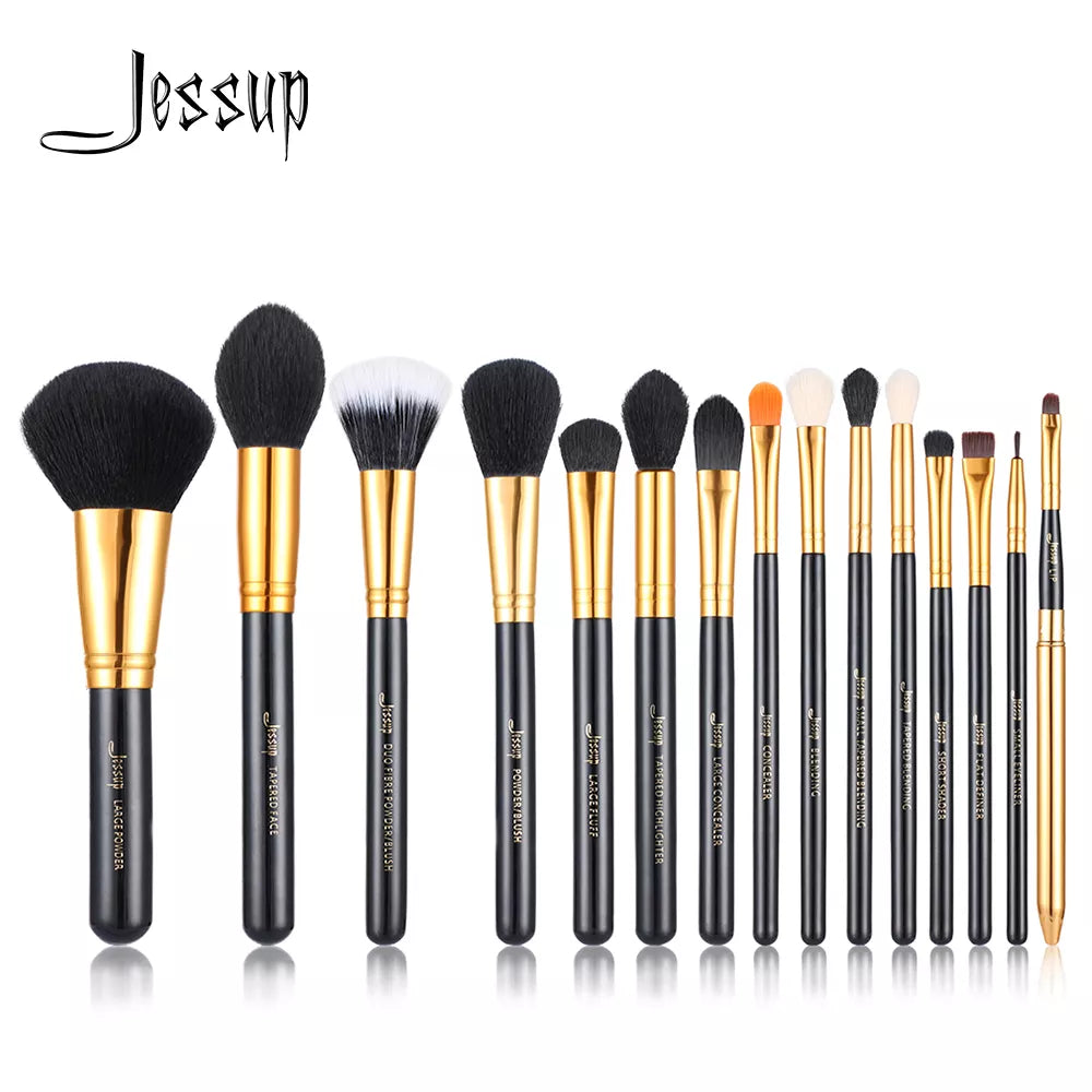 Jessup Pro Makeup Brushes Set Powder Foundation Eyeshadow Eyeliner Blending Lip Make Up Brush Beauty Cosmetics Tools, 15pcs T093