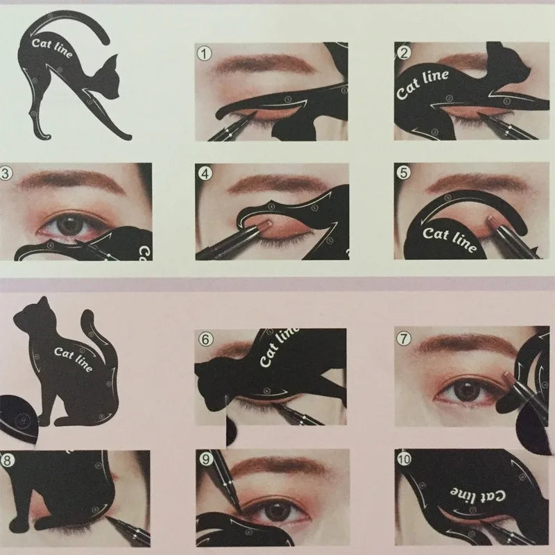 Cat Line Eyeliner Stencils Black Pro Eye Makeup Tool Eye Template Shaper Model Easy To Make Up Cat Line Stencils Eyeliner Card