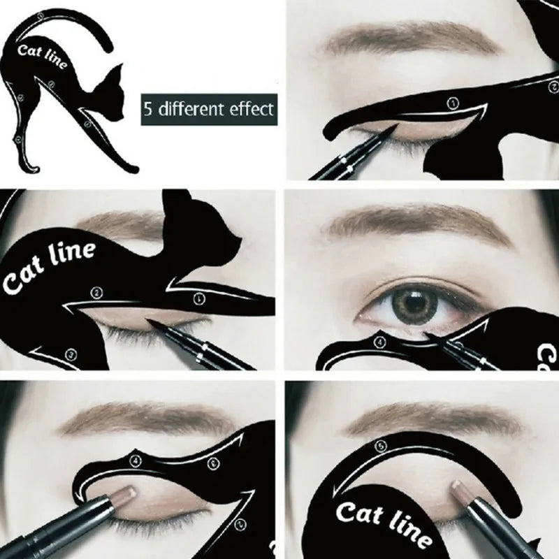 Cat Line Eyeliner Stencils Black Pro Eye Makeup Tool Eye Template Shaper Model Easy To Make Up Cat Line Stencils Eyeliner Card