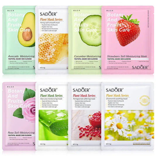 8pcs Natural Plant Face Mask Beauty Skincare Masks Moisturizing Anti Aging Hydrating Facial Mask Face Care Korean Cosmetics