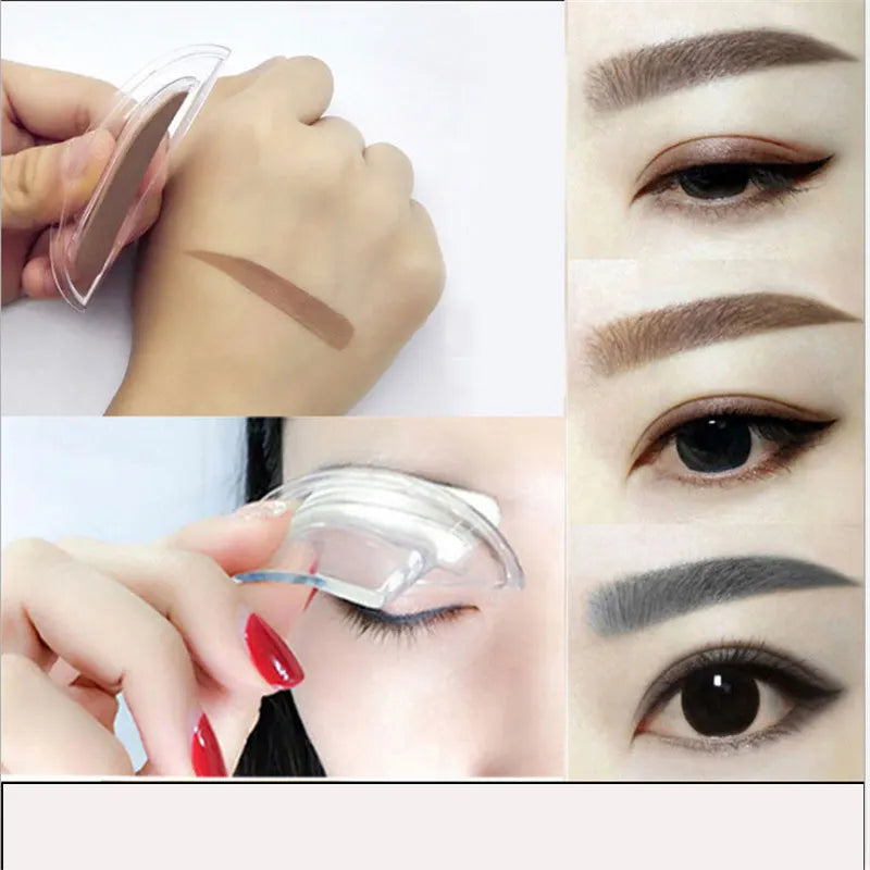 1 Pair Profession Brow Stamp Sponge Stencil with Handle Lazy Quick Make Up Eyebrow Template Seal Spare Eyebrow Powder Print Tool