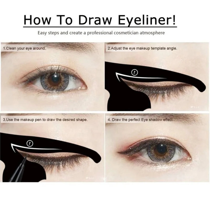 Cat Line Eyeliner Stencils Black Pro Eye Makeup Tool Eye Template Shaper Model Easy To Make Up Cat Line Stencils Eyeliner Card