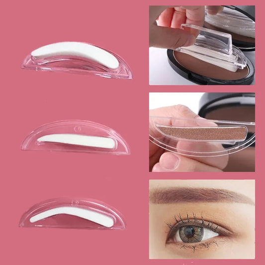 1 Pair Profession Brow Stamp Sponge Stencil with Handle Lazy Quick Make Up Eyebrow Template Seal Spare Eyebrow Powder Print Tool