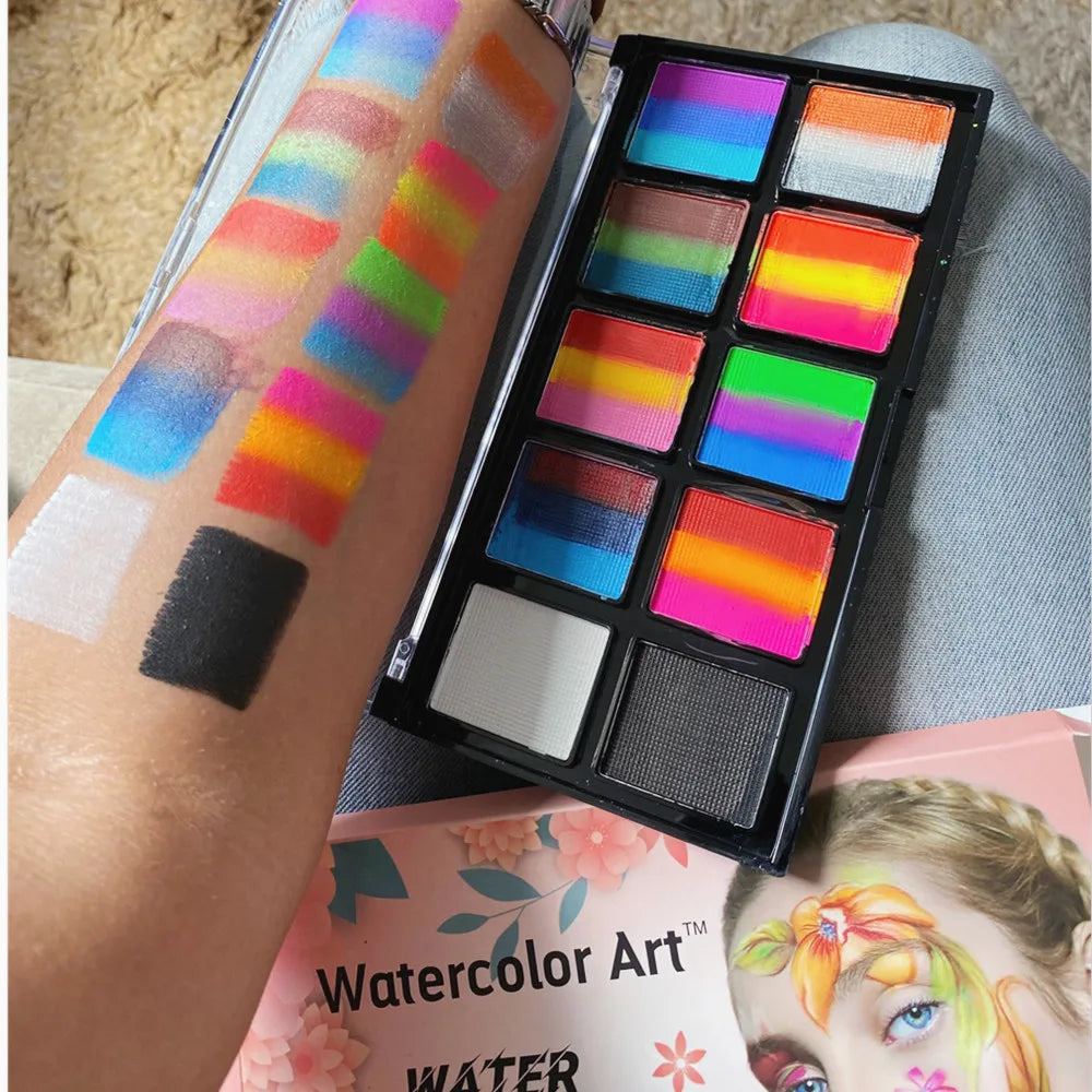 Face Body Paint Halloween Make up Flash Makeup Dress Beauty paint Palette with brush kit cosplay makeup  face paint with brush