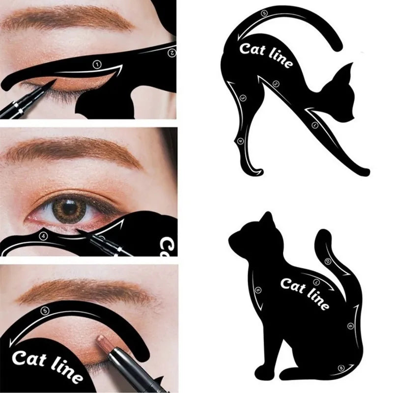 Cat Line Eyeliner Stencils Black Pro Eye Makeup Tool Eye Template Shaper Model Easy To Make Up Cat Line Stencils Eyeliner Card