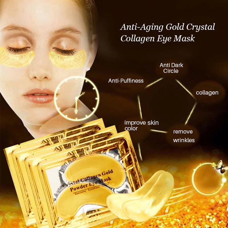 InniCare 20Pcs Crystal Collagen Gold Eye Mask Anti-Aging Dark Circles Acne Beauty  Patches For Eye Skin Care Korean Cosmetics